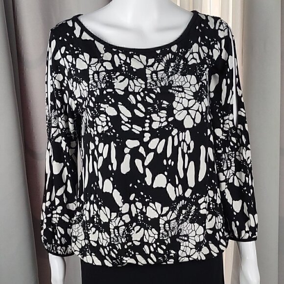 Nicole by Nicole Miller Black And White Open Shoulder/Arm One Piece Dress Size M - Picture 2 of 11